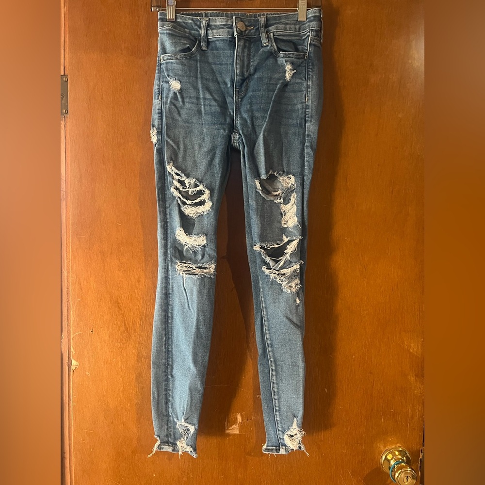 American Eagle Outfitters Ripped Blue Skinny Jeans